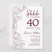 Invitation Bourgogne Floral Surprise 40e anniversaire (Devant)