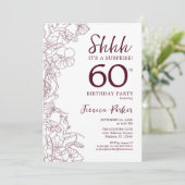 Invitation Bourgogne Floral Surprise 60e anniversaire (Debout devant)