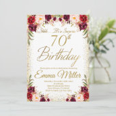 Invitation Bourgogne Floral Surprise 70e anniversaire (Debout devant)