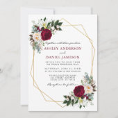 Invitation Bourgogne Floral Verdure Or Mariage B (Devant)