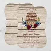 Invitation Bourgogne Floral Vin Barrel Fête des mariées (Devant / Derrière)