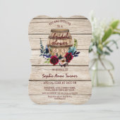 Invitation Bourgogne Floral Vin Barrel Fête des mariées (Debout devant)