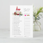 Invitation Bourgogne Floral Vin Dégustation Fête des mariées  (Debout devant)