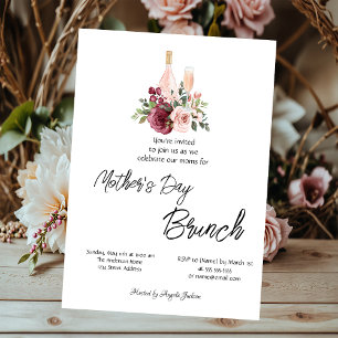 Invitation Bourgogne Floral Vin Fête des Mères Brunch