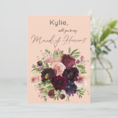 Invitation Bourgogne & Flore Blush Be My Maid of Honor ? Rose (Debout devant)