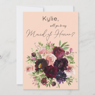 Invitation Bourgogne & Flore Blush Be My Maid of Honor ? Rose