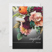 Invitation Bourgogne foncé Orange Floral Romance Couples Douc (Devant)