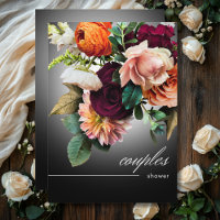 Bourgogne foncé Orange Floral Romance Couples Douc
