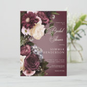 Invitation Bourgogne foncée et flou crème Fête des mariées fl (Debout devant)