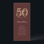 Invitation Bourgogne Gold 50th Birthday Program avec menu<br><div class="desc">Design élégant "Programme de fête d'anniversaire" avec une typographie de script sophistiquée avec du texte personnalisé.</div>