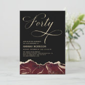 Invitation Bourgogne Gold Agate 40e Soixante Anniversaire (Debout devant)