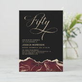 Invitation Bourgogne Gold Agate 50e Cinquante Anniversaire (Debout devant)