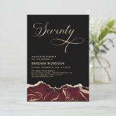 Invitation Bourgogne Gold Agate 70e Soixante-dix fête d'anniv (Debout devant)