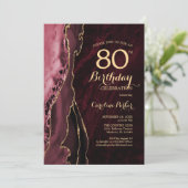Invitation Bourgogne Gold Agate 80e anniversaire (Debout devant)