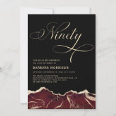 Invitation Bourgogne Gold Agate 90ème Soixante-Dix Anniversai (Devant)