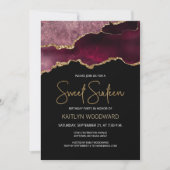 Invitation Bourgogne Gold Agate Dark Sweet 16 Anniversaire (Devant)