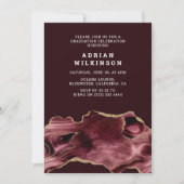 Invitation Bourgogne & Gold Agate Graduation (Devant)
