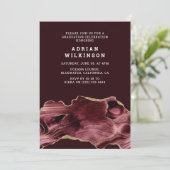 Invitation Bourgogne & Gold Agate Graduation (Debout devant)