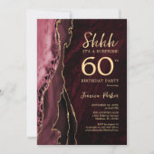 Invitation Bourgogne Gold Agate Surprise 60e anniversaire (Devant)