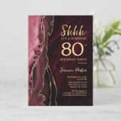 Invitation Bourgogne Gold Agate Surprise 80e anniversaire (Debout devant)