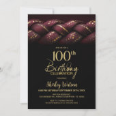 Invitation Bourgogne Gold Braid 100e fête d'anniversaire (Devant)