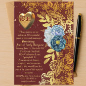 Invitation Bourgogne & Gold Classy 10e anniversaire de Mariag