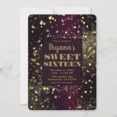 Invitation Bourgogne Gold éclat Glam Sweet 16 Party (Devant)