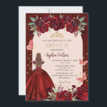Invitation Bourgogne Gold Floral Princess Sweet 16<br><div class="desc">Elégante Bourgogne Or Floral Princess Sweet 16 Invitation</div>