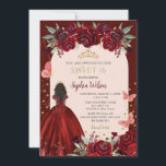 Invitation Bourgogne Gold Floral Princess Sweet 16<br><div class="desc">Elégante Bourgogne Or Floral Princess Sweet 16 Invitation</div>