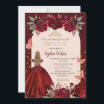 Invitation Bourgogne Gold Floral Princess Sweet 16<br><div class="desc">Elégante Bourgogne Or Floral Princess Sweet 16 Invitation</div>
