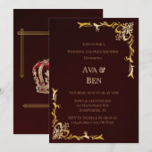 Invitation Bourgogne Gold Flourish Mariage Couples Douche (Devant / Derrière)
