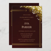 Invitation Bourgogne Gold Floury Parties scintillant Bachelor (Devant / Derrière)
