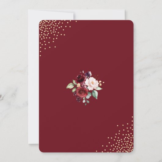 Invitation Bourgogne Gold Foil Elle A Dit Oui Engagement Part (Dos)