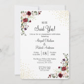 Invitation Bourgogne Gold Foil Elle A Dit Oui Engagement Part (Devant)