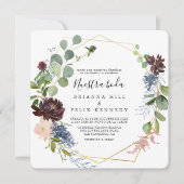 Invitation Bourgogne Gold Géométrique Nuestra Boda Mariage (Devant)