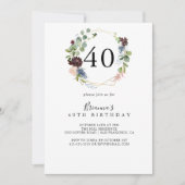 Invitation Bourgogne Gold Geometry 40e fête d'anniversaire (Devant)