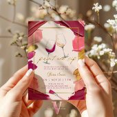 Invitation Bourgogne Gold Paint and Sip Anniversaire Invitati