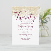 Invitation Bourgogne Gold Parties scintillant 20e anniversair (Debout devant)