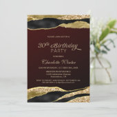 Invitation Bourgogne Gold Parties scintillant 30e fête d'anni (Debout devant)