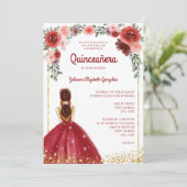 Invitation Bourgogne Gold Parties scintillant Floral Princess (Debout devant)
