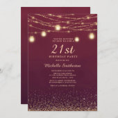 Invitation Bourgogne Gold Parties scintillant Lights Formal 2 (Devant / Derrière)