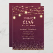 Invitation Bourgogne Gold Parties scintillant Lights Formal 6 (Devant / Derrière)