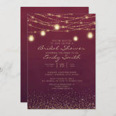 Invitation Bourgogne Gold Parties scintillant String Fête des (Devant / Derrière)