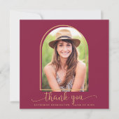 Invitation Bourgogne Gold Photo Merci de graduation (Devant)