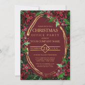 Invitation Bourgogne Gold Poinsettia Ivy Corporate Christmas (Devant)