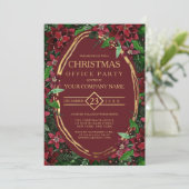 Invitation Bourgogne Gold Poinsettia Ivy Corporate Christmas (Debout devant)