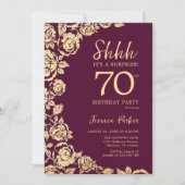 Invitation Bourgogne Gold Roses Surprise 70e anniversaire (Devant)