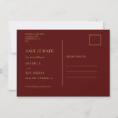 Invitation Bourgogne & Gold Script Wedding Enregistrer La Dat (Dos)