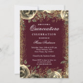 Invitation Bourgogne & Gold Sparkle Parties scintillant Quinc (Devant)