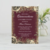 Invitation Bourgogne & Gold Sparkle Parties scintillant Quinc (Debout devant)